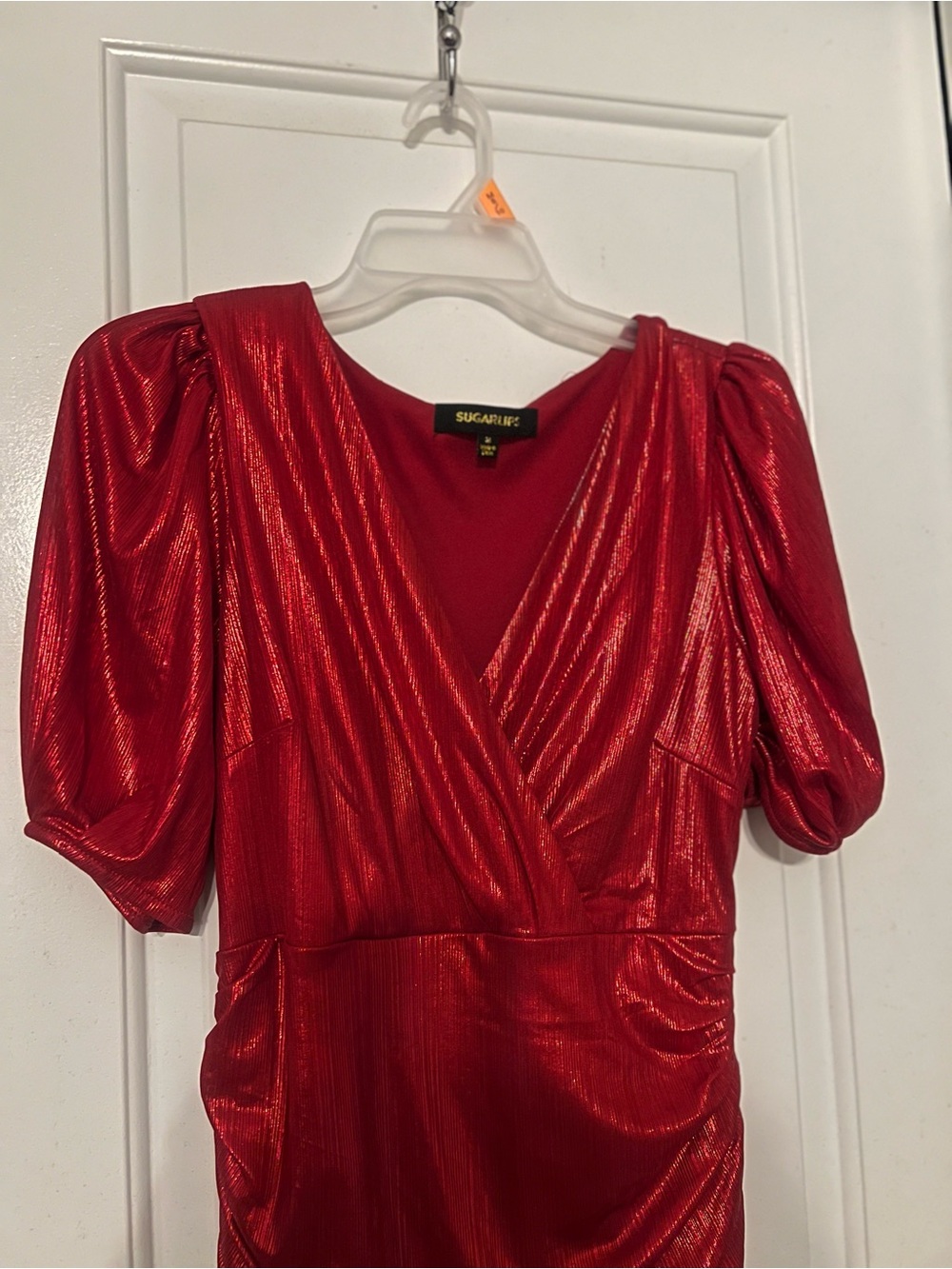 SUGARLIPS Tabby Metallic Ribbed Ruched Mini Mermaid Dress| medium - Picture 4 of 7